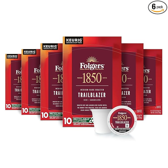 Folgers 1850 Trailblazer Medium-Dark Roast Coffee, 60 Keurig K-Cup Pods