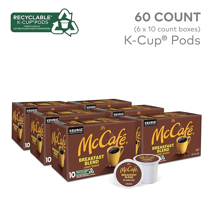 McCafe Breakfast Blend, Single Serve Coffee Keurig K-Cup Pods, Light Roast, 60 Count (6 Packs of 10)