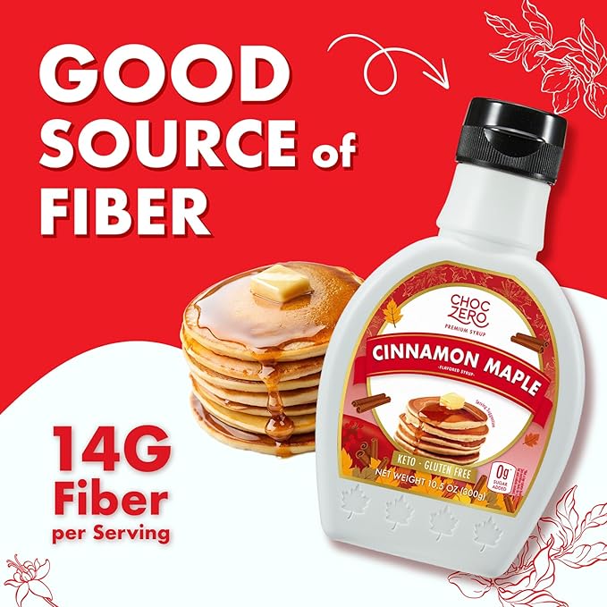 ChocZero Cinnamon Maple Syrup ??Sugar-Free, Keto Friendly, High Fiber, Monk Fruit Sweetened, Low Carb, Gluten-Free, Vegan ??10.5oz