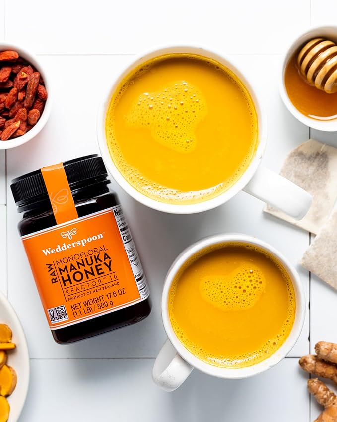 Wedderspoon Raw Premium Manuka Honey, KFactor 16, 17.6 Oz, Unpasteurized, Genuine New Zealand Honey, Traceable from Our Hives to Your Home