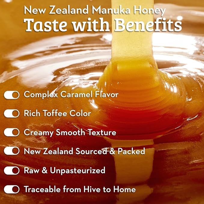Wedderspoon Raw Premium Manuka Honey, 850+ MGO, 17.6 Oz, Unpasteurized New Zealand Honey, From Our Hives to Your Home