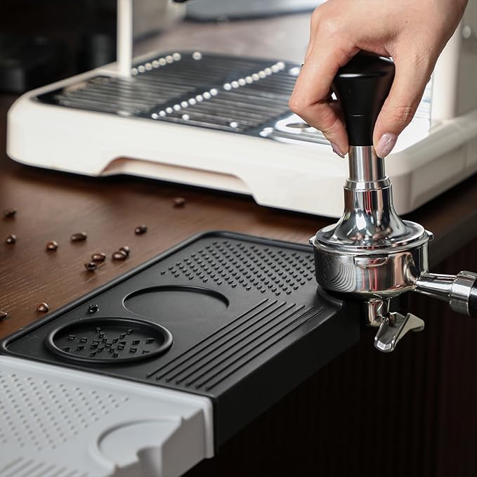 Espresso Tamping Mat ??Food Grade Silicone Coffee Tamper Pad with Portafilter Slots, Heat Resistant, Anti-Slip, Waterproof Tamping Station for Baristas
