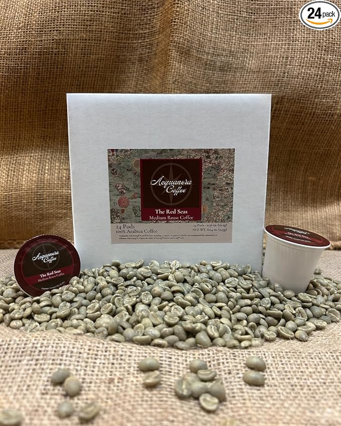 Acquanera Coffee - The Red Seas, Medium Roast Coffee - 100% Arabica - Single Serve Coffee Pods Compatible With K-cup Brewers - 24 count