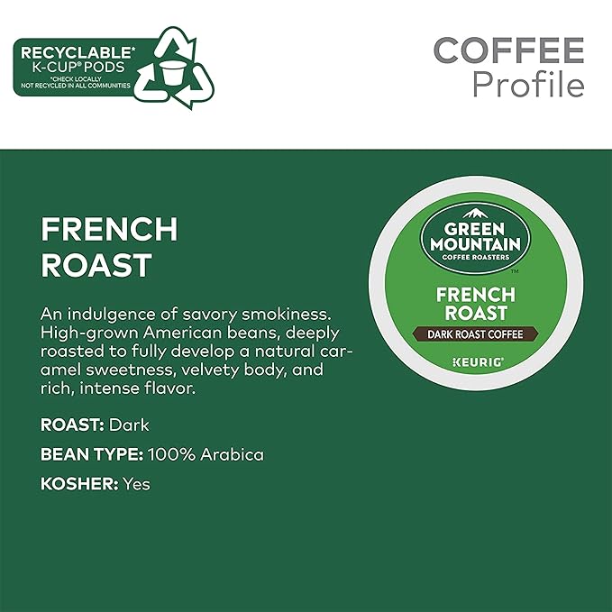 Green Mountain Coffee Roasters French Roast Keurig K-Cup Pods, Dark Roast Coffee, 72 Count