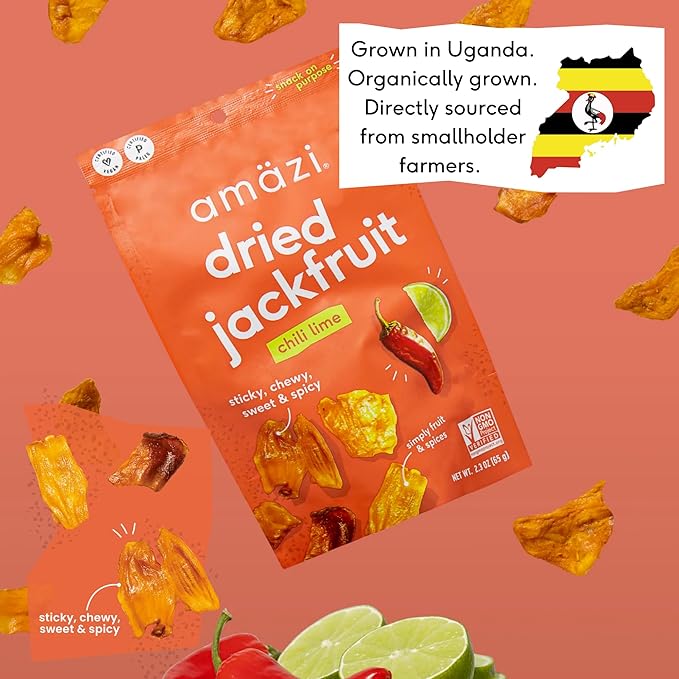 Am채zi Foods | Chili Lime Dried Jackfruit (6 Pack) | All Natural Snacks | Gluten Free Healthy Dried Fruit Snacks