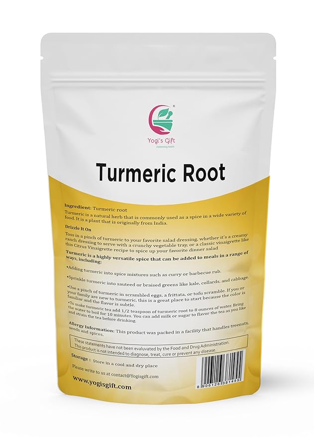 Turmeric root 1 lb | Cut and Sifted Dried Turmeric Pieces | Flavourful Indian Spice | Make Healthy Teas, Smoothies and Lattes | Curcuma longa | 100% Pure and Natural | by Yogi?์
ฒ Gift์งฐ