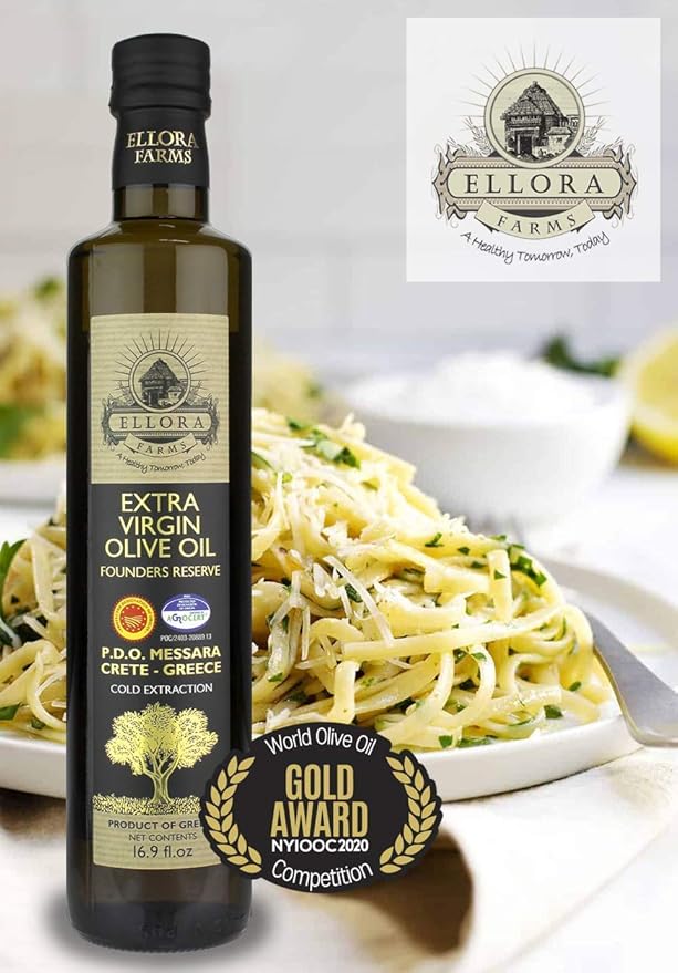 Ellora Farms, Greek Extra Virgin Olive Oil, Certified Single Estate, First Cold Press, Bottle Gift Box 17 FL oz., Pack of 4