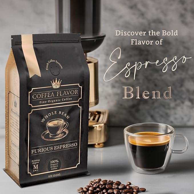 Espresso Coffee Beans ??Medium Roast, Organic, Single Origin, 100% Arabica ??Bold Flavor & Smooth Finish ??Furious Espresso by Coffea Flavor