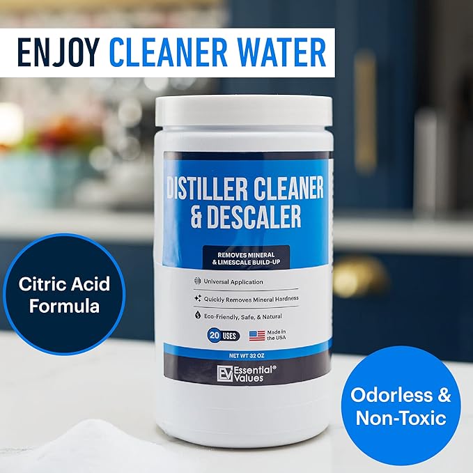 Essential Values Universal Descaler - Espresso Descaling Solution - Coffee Machine Cleaner - Critic Acid Tea Kettle Urn Water Distiller Cleaner - Manufactured in USA - 2 Pack