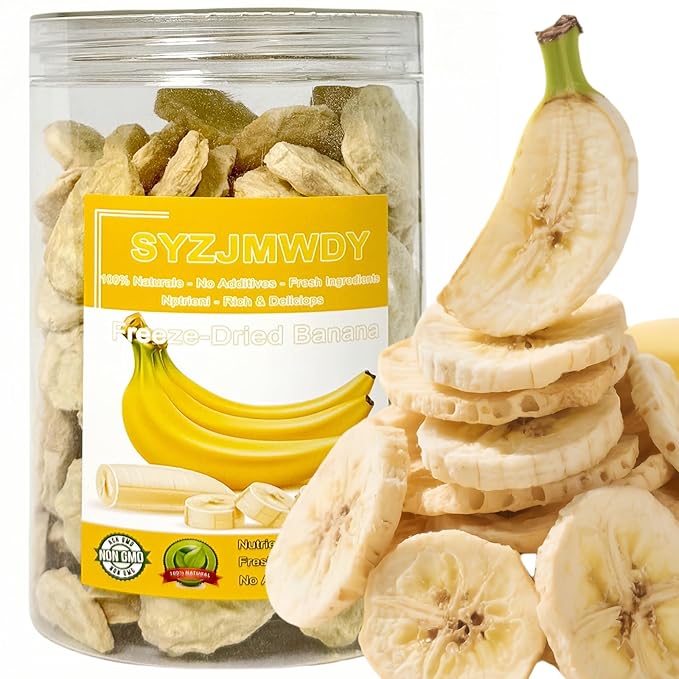Premium Freeze-Dried Banana Slices 6oz (170g) - 100%, No Sugar Added | Crunchy Fruit Snacks for Outdoor Adventures & Snacking