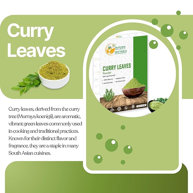 Curry Leaf Powder 100% Natural Grown Dried 5.3 oz | Promotes Hair Growth Formulation | Strong Hair | Hair Volume | Thicker Hair No Chemical by Herbs Botanica