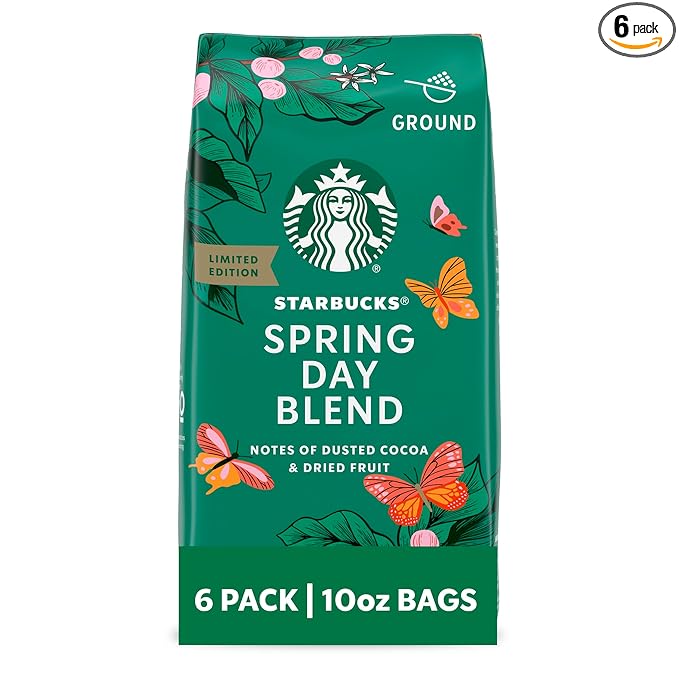 Starbucks Ground Coffee, Medium Roast Coffee, Spring Day Blend, 100% Arabica, Limited Edition, 6 Bags (10 Oz Each)