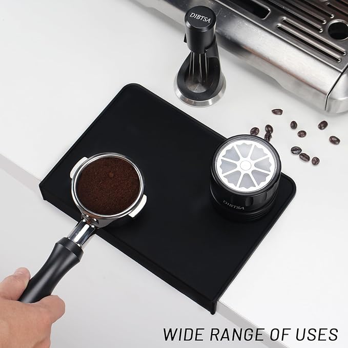 Espresso Tamping Mat, Silicone Coffee Tamper Mat with Corner Edge Tamp Support Station for Countertop, Barista Tools, Espresso Accessories, Black