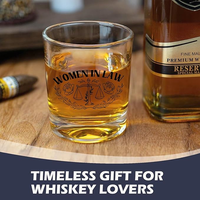 Lawyer Gifts for Women Whiskey Glasses 10 oz, Cool Gifts for Attorneys Lawyers, Women in Law Old Fashioned Rocks Glasses for Drinking Scotch Bourbon Cocktail Liquor Vodka