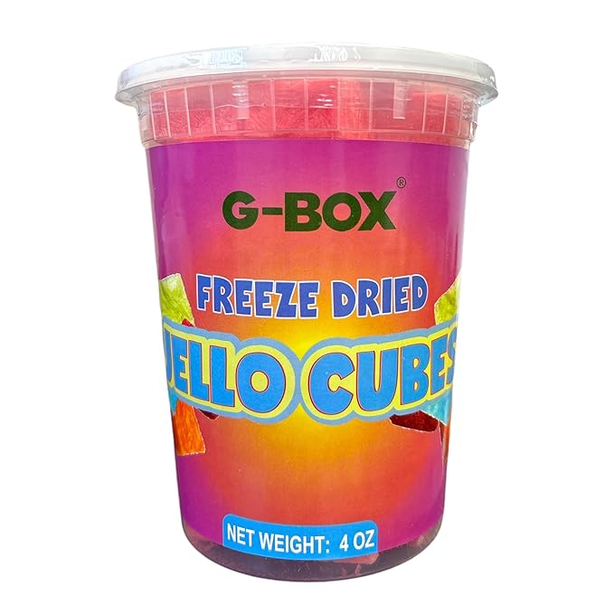 G-Box Freeze-Dried Strawberry Jello Cubes - 4 oz | USA-Made Freeze Dried Strawberries | Freeze-Dried Candy| Trending TikTok Snack, perfect for TikTok Trend Items Enthusiasts(Strawberry, Large)