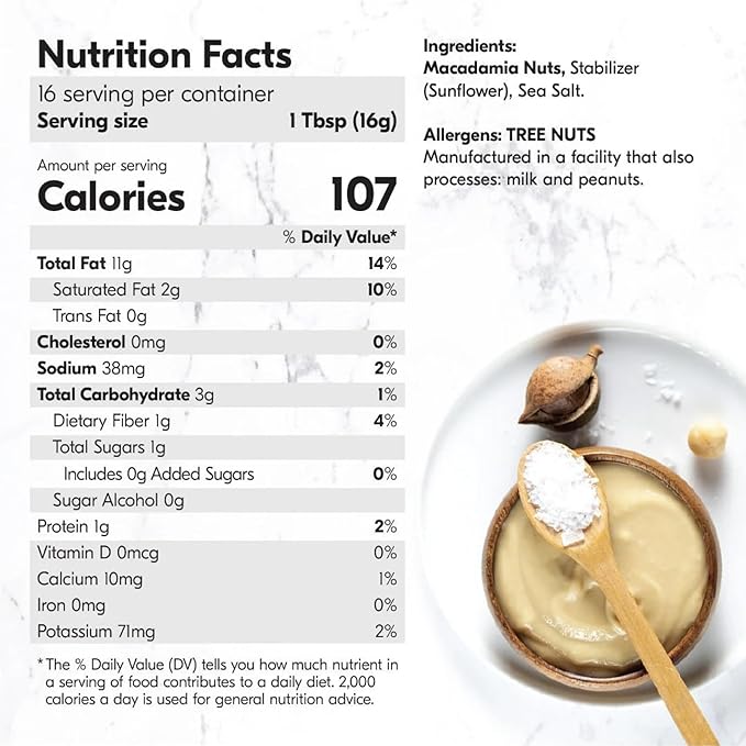 House of Macadamias Macadamia Nut Butter with Sea Salt - 8.8oz - No Added Sugar, No Palm Oil, Plant-based, No Artificial Ingredients