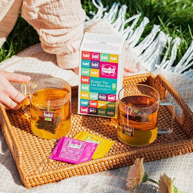 Kusmi Tea - Organic Tea Gift Set - Sampler Assortment Variety Box - Gift Idea for Men and Women - Green Tea, Herbal Tea, Detox - A Selection of 6 Recipes - 24 Tea Bags - Kusmi Wellness Set