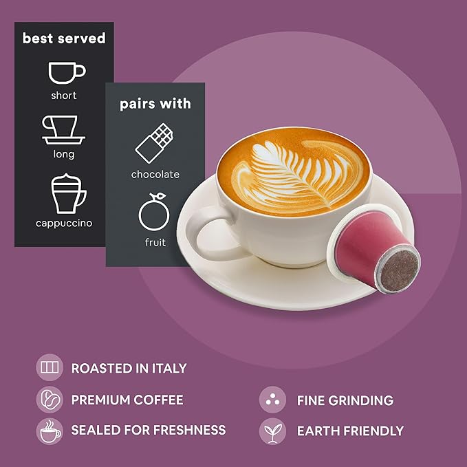 WOKEN COFFEE Compostable Nespresso Pods - Portofino Medium Roast Italian Espresso Coffee Capsules Compatible With Nespresso Coffee Machine (100 Pod Count, 10 Boxes)