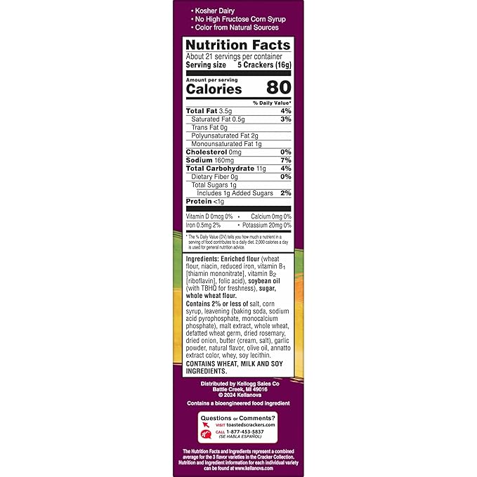 Toasteds Crackers, Cracker Collection, Lunch Snacks, Variety Pack, 12oz Box (1 Box)