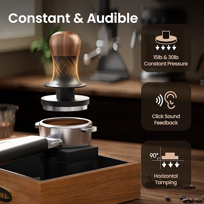 MHW-3BOMBER 58mm Espresso Tamper - 3 Spring Loaded Coffee Tamper with 15lb / 30lbs Replacement Springs - Barista Calibrated Tamper with Sound Feedback - Compatible with 58mm Portafilter T6172T-OS