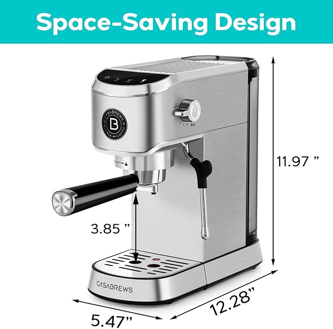 CASABREWS CM5418J Espresso Machine 20 Bar, Professional Espresso Maker with Milk Frother Steam Wand, Stainless Steel Cappuccino Latte Machine with 34oz Removable Water Tank and Touchscreen, Silver