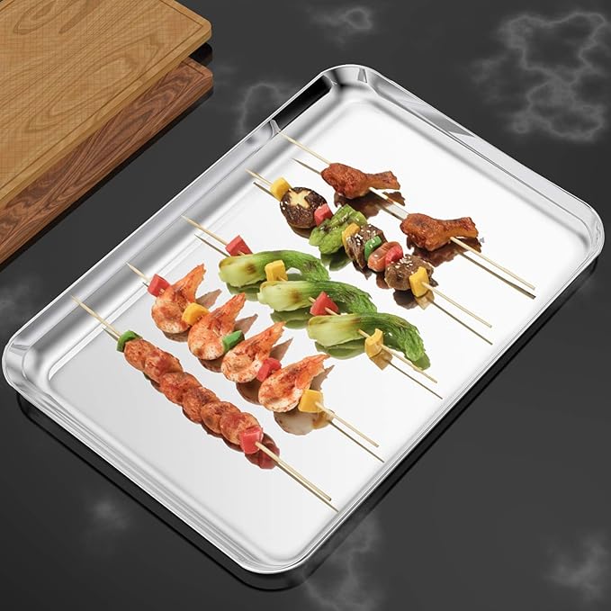 Baking Sheets Set of 2, Bastwe 20 inch Stainless Steel Bakeware Baking Pans, Healthy & Nontoxic & Rustproof & Easy Clean & Dishwasher Safe