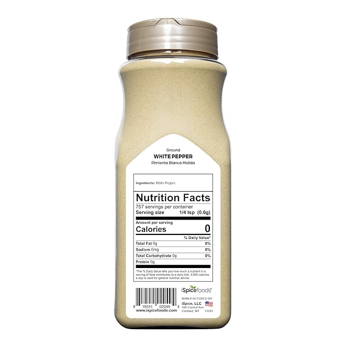 iSpice | White Pepper Ground | 16 oz | Bulk Size | Kosher | Rich Aroma