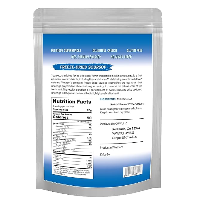 CHAVI Freeze-Dried Soursop - 2 Oz - Healthy 1 Ingredient Superfood - No Added Sugars or Preservatives - Non-GMO, Vegan, Gluten-Free