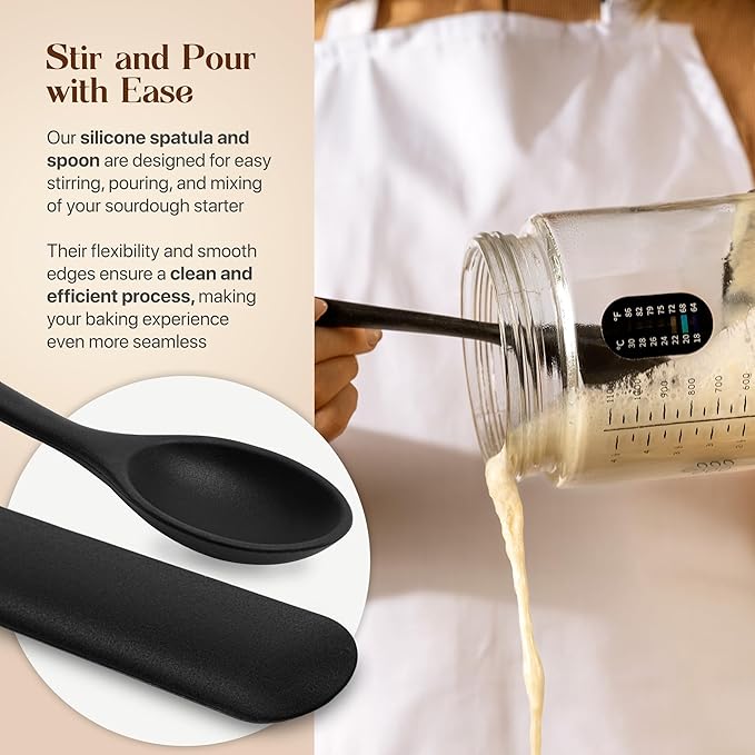 Sourdough Starter Kit with 40 oz Glass Jar ??Extra Thermometer Strips and Breathable Covers Included in Sourdough Starter Jar Kit ??A Perfect Sourdough Bread Starter Kit for Beginners to Expert