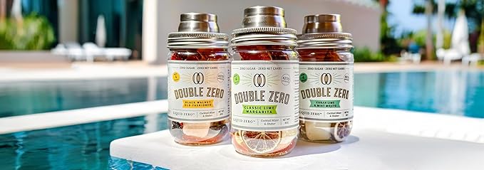 *NEWER VERSION WILL SHIP* Liquid Zero Double Zero Mojito Mix (New Version Makes 8 Drinks instead of 4, same original mix) Craft Cocktails, Sugar Free, Keto Friendly, No Artificial Aftertaste.