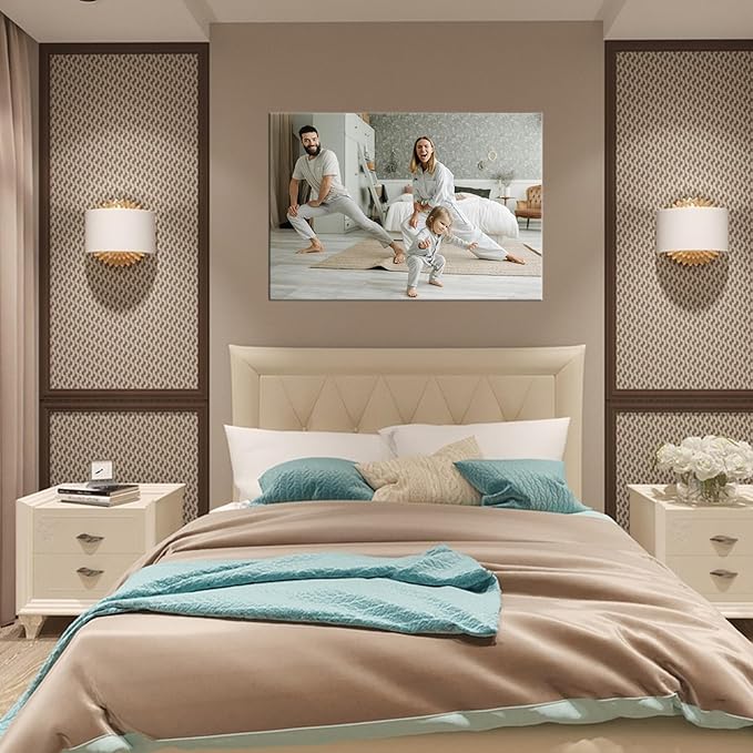 Hoopwarte Custom Canvas Prints with your Photos Framed Wall Art-Personalized Printing Photo to Canvas - Home Decor Gifts - Ready to Hang (36L?쐘24W 90x60cm)