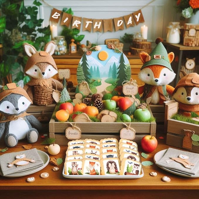 Woodland Cookies Baby Shower Birthday Themed | Individually Wrapped | Party Favors | 24 Pack Bulk | Forest Animals