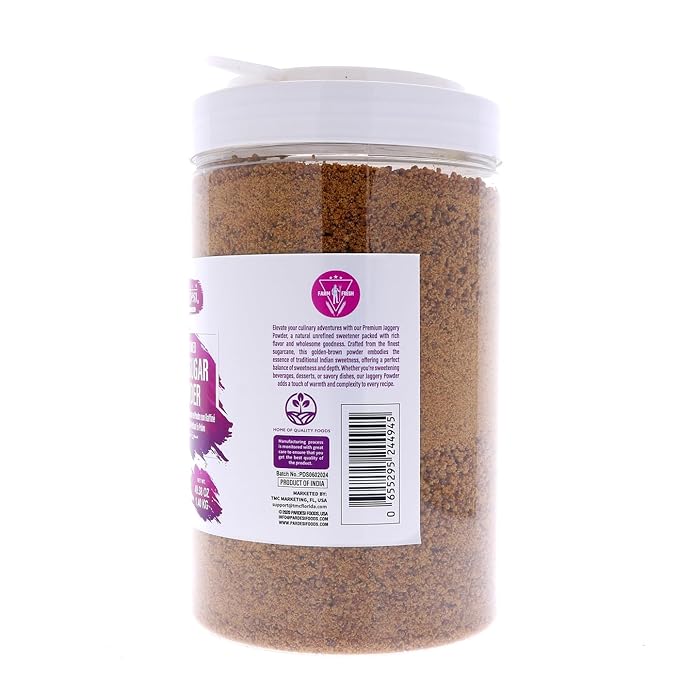 PARDESI Unrefined Cane Sugar Powder 3.08LB (1.4 KG) AKA Jaggery (Gur) I Shakkar Powder I Pure & Raw I Jar Packaging with Handle I No Spills No Mess - Pantry ready