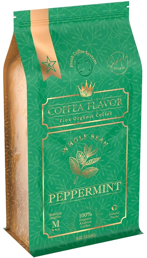 Mint Flavored Whole Bean Coffee ??100% Arabica, Single Origin, Medium Roast, Naturally Sweetened, Refreshing and Invigorating ??by Coffea Flavor