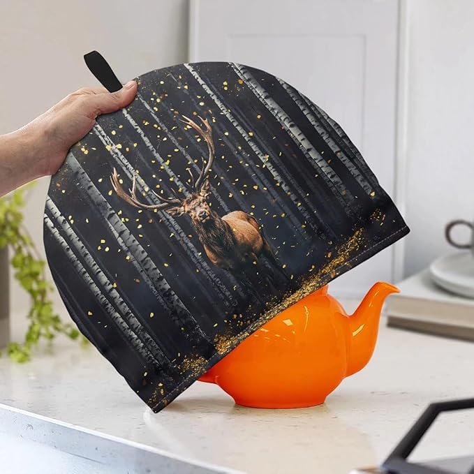 Woods Plum Deer Tea Pots Cozy Reusable Durable Teapot Dust Cover Soft Lightweight Fabric Keep Tea Warm for Housewife Mom Friend Home Kitchen D챕cor