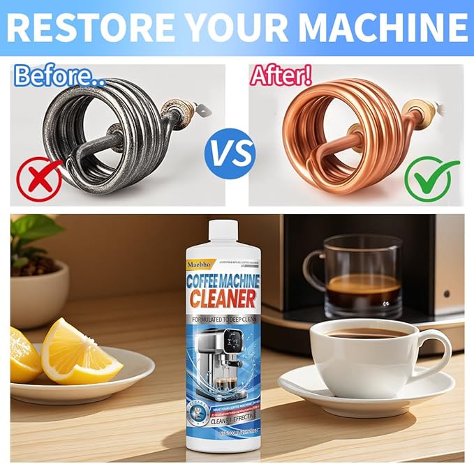 Coffee Machine Descaling Solution 16.9 oz (4 Uses)??Universal Descaler Cleaner Compatible with Keurig,Nespresso,Breville,Delonghi, Ninja - Espresso Coffee Maker Cleaning Solution