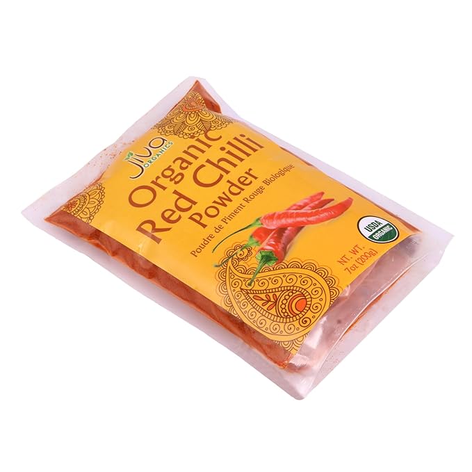 Jiva Organics Organic Red Chili Powder 7 ounce Bag - Extra Hot, Ground Indian Chillies, 100% Natural & Non-GMO