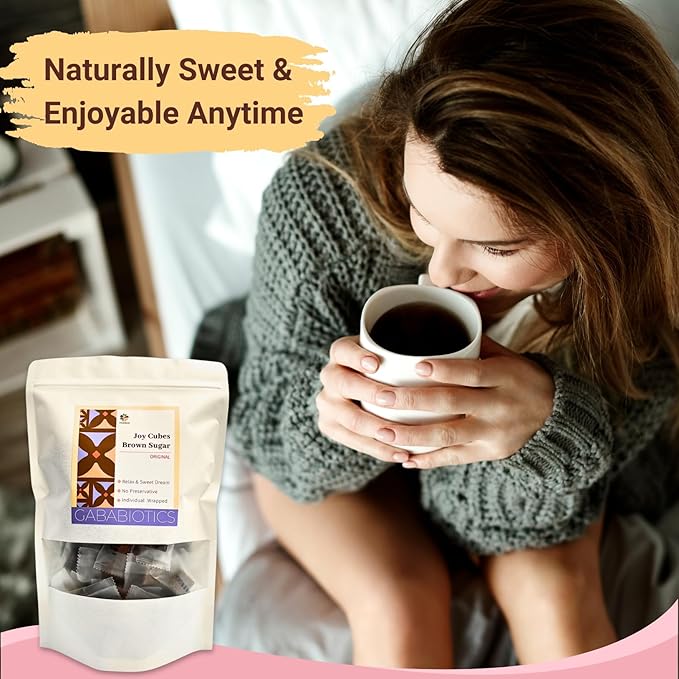 FOODHO GABA Joy Cubes Brown Sugar Cubes - Natural Dark Muscovado Sugar | Old Fashioned Pure Cane Sugar | Rich Nutrients for Good Sleep | Perfect for Tea, Coffee, Milk | No Preservatives
