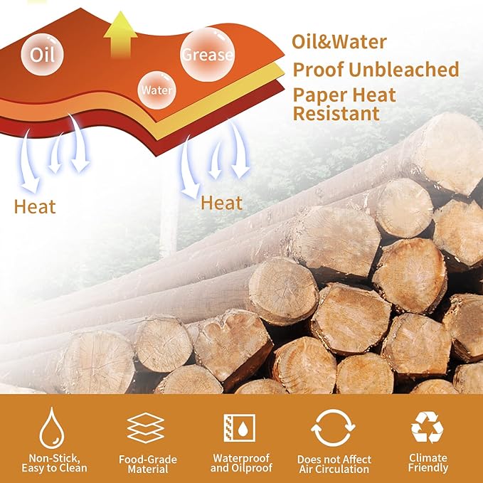 Air Fryer Disposable Paper Liner, 100PCS Food Grade Parchment Liners for Ninja DZ201,Ninja Foodi Dual Air Fryer Accessories Baking Paper (9 * 6, Natural)