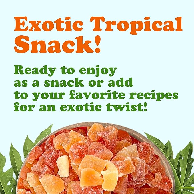 Food to Live Dried Diced Papaya, 1 Pound Kosher, Vegan, Sweetened, Unsulfured, Bulk