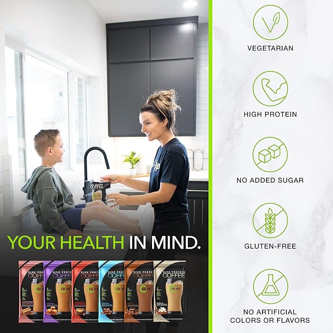 Chike High Protein Iced Coffee Sampler Pack, 20 G Protein, 2 Shots Espresso, 1 G Sugar, Keto Friendly and Gluten Free, 6 Single Serve Packets (packaging may vary)