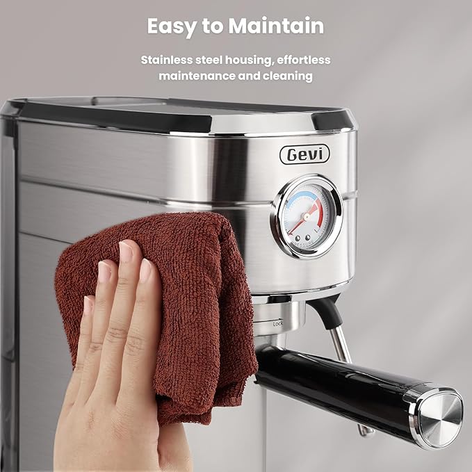 Gevi Commercial Espresso and Coffee Makers, Professional 20 Bar Espresso Maker with Milk Frother, Stainless Steel Expresso Coffee Machines for Home, Compact Cappuccino Machine, Great Gift