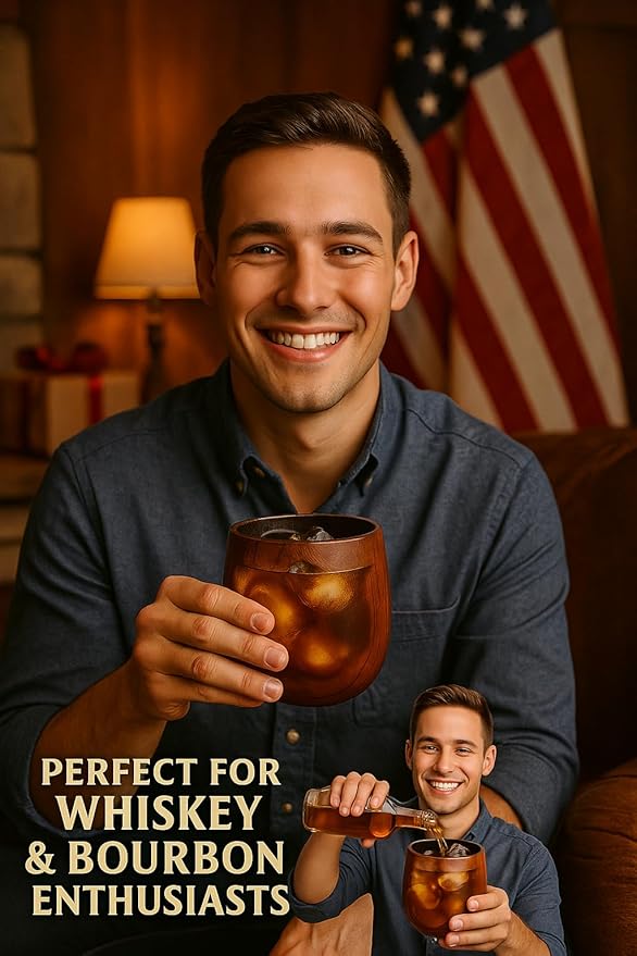 Premium Handcrafted Charred Wooden Bourbon Drinking Glass ??Bourbon Glass for Whiskey Lovers | Unique Bourbon Gifts for Men ??Perfect for Dad, Husband or Groomsmen | By a Trusted USA Brand