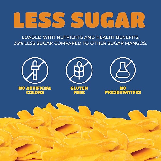 Dried Mango Slices - Delicious Texture Soft & Juicy Low Sugar Added Dried Mango - Naturally Ripened Mangos Dried Fruits - Gluten Free Dry Mangoes Natural Source of Vitamin C, Fiber, (8 oz Single Pack)