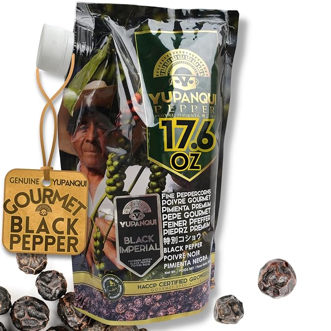 YUPANQUI Organic Black Peppercorns for Grinder Refill Award-Winning Organic Black Pepper corns 17.6oz Gourmet Peppercorns Whole