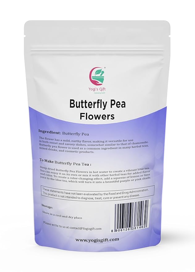 Butterfly Pea Flower Dried 1 LB (1000+ Cups) | Blue Butterfly Pea Flower Tea | Beautiful Blue Or Purple Food Coloring | Premium Quality | By Yogi's Giftยฎ