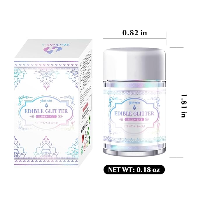 Iridescent Edible Glitter ??5g Rainbow Luster Dust Drink Glitter, Food Grade Shimmer Powder for Cocktails, Cakes, Beverages, Chocolate & Candy