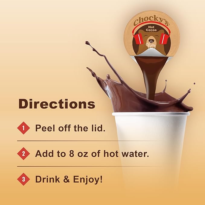 Chocky?™s by Java House Single-Serve Hot Chocolate Pods - Peel and Pour Liquid Concentrate - Hot Chocolate - 12 Count