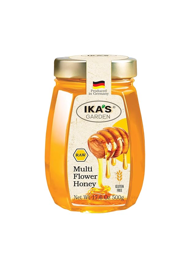 Ika's Garden Raw Multi Flower Honey - 100% Pure, Unfiltered, Gluten-Free – Product of Germany, 17.6 oz (500g) Jar