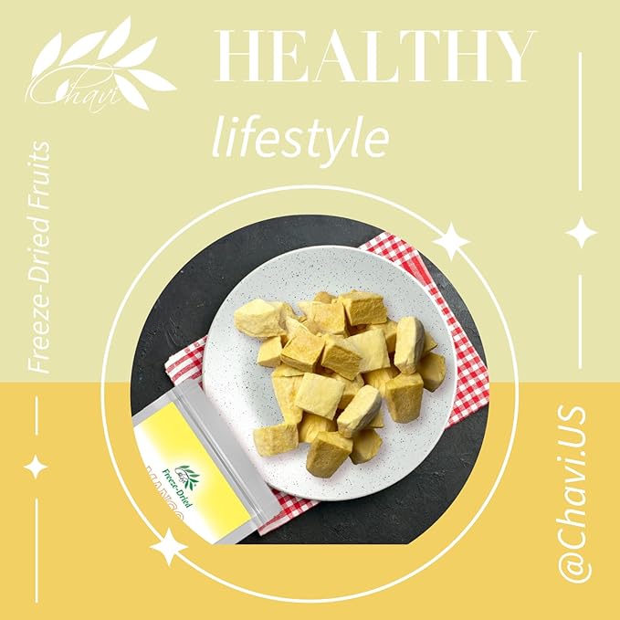 CHAVI Freeze-Dried Diced Mango | 4 oz | Pack of 2 x 2 oz | Healthy 1 Ingredient Superfood Supersnacks - Kids School Snacks - No Added Sugars or Preservatives - Non-GMO, Vegan, Gluten-Free